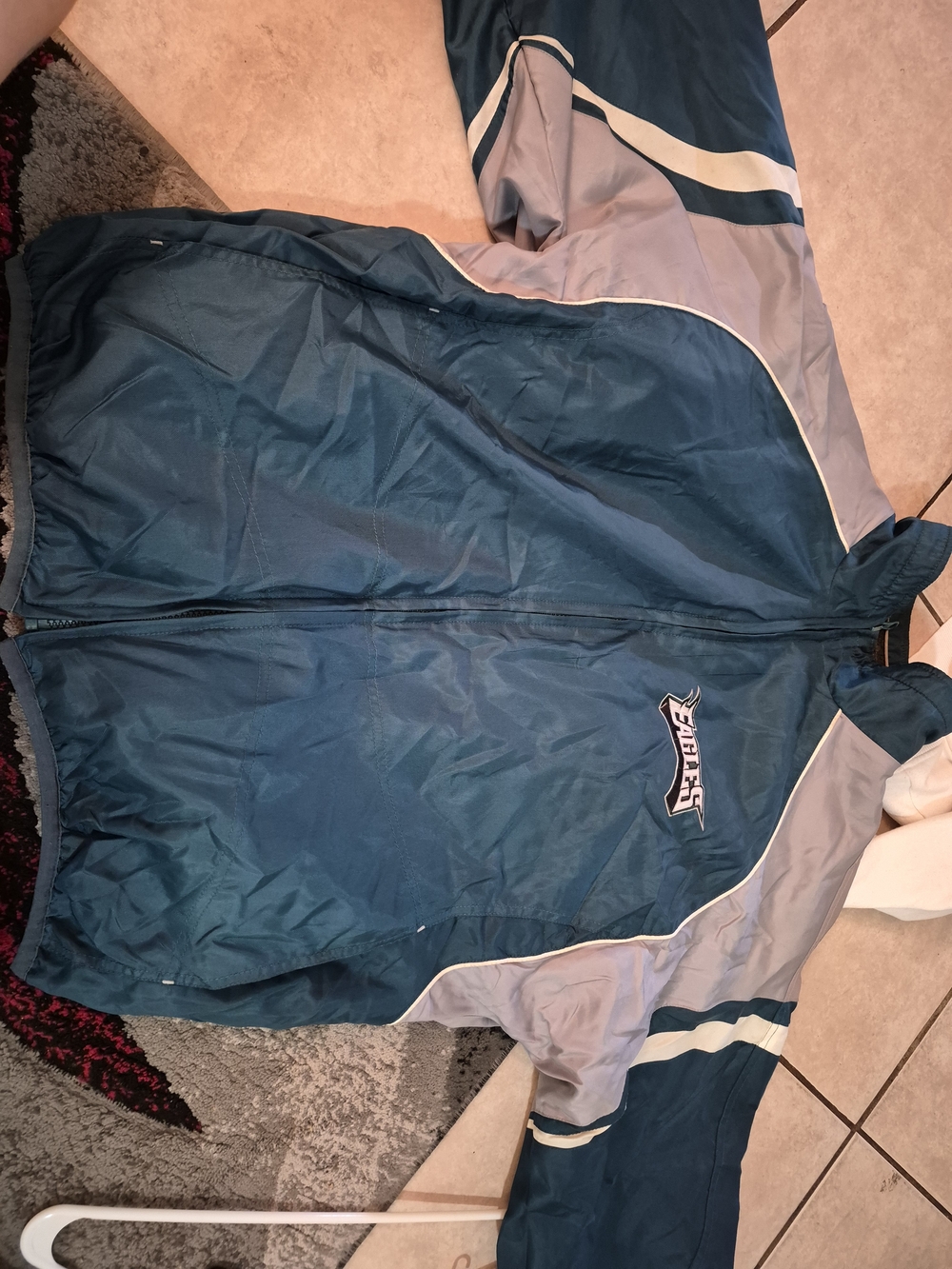 Philadelphia Eagles Men's Teal and Gray Windbreaker Jacket